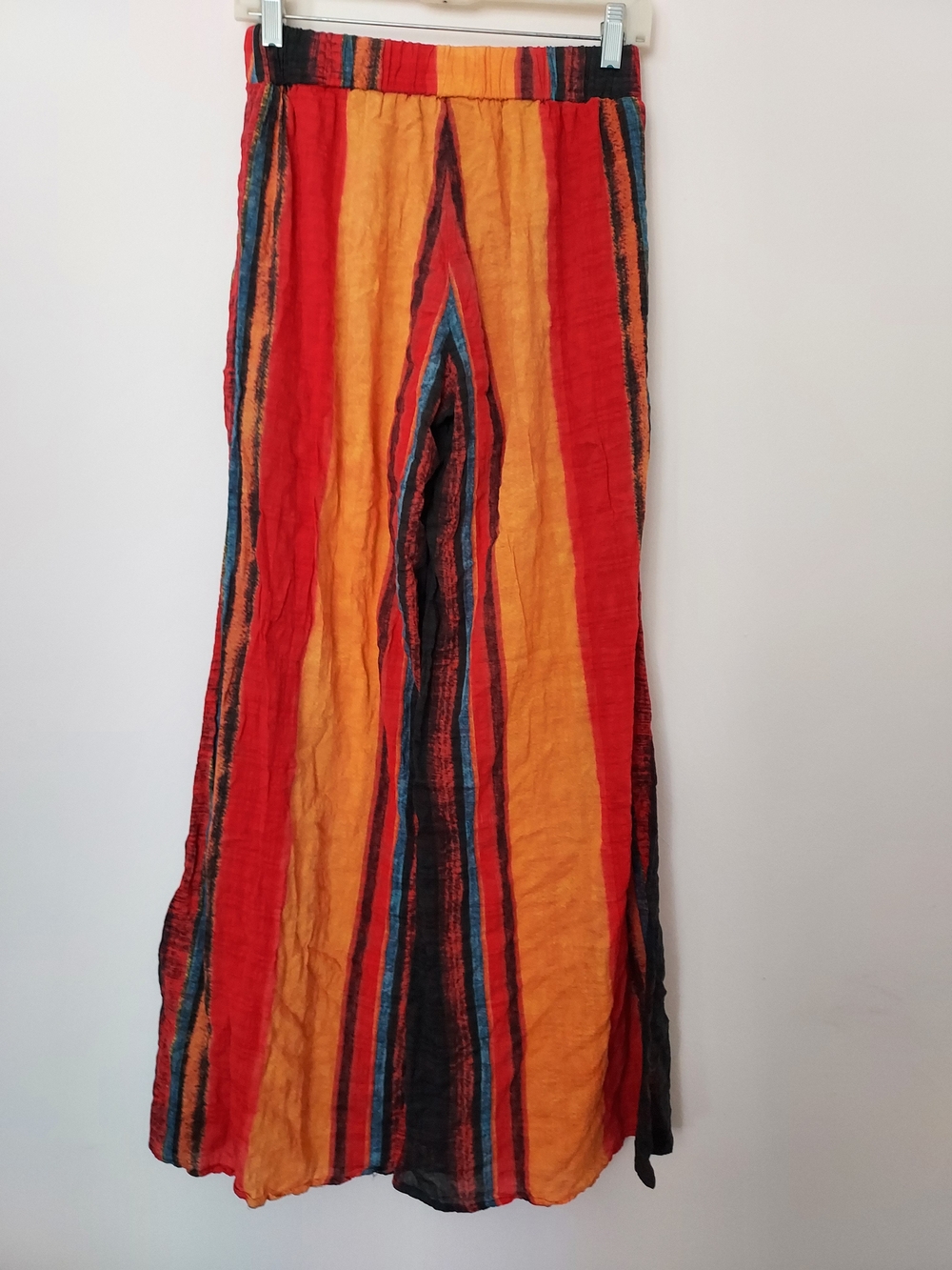 Cider Sunset Striped Wide-Leg Pull-on Pants Boho Festival Palazzo Resort Vacay - Picture 5 of 10